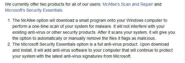 facebook backups microsoft security essentials and mcafee